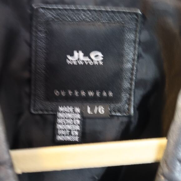JLC New York Black Leather Jacket Women’s Large Zip Front Outerwear - Picture 6 of 7